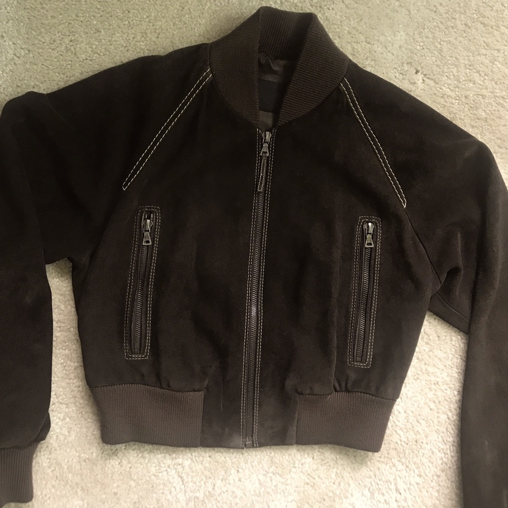 Prada dark brown  suede bomber jacket sz38